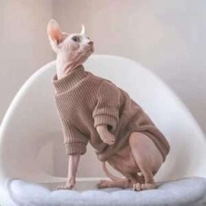 Ribbed Turtleneck Pet Sweater — Fall/Winter Base Layer for Sphynx, Devon Rex & Small Dogs