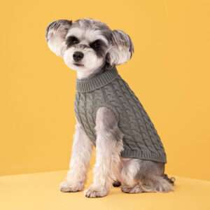 Turtleneck Cable Knit Pet Sweater — Solid Color Fall/Winter Pullover for Cats & Dogs