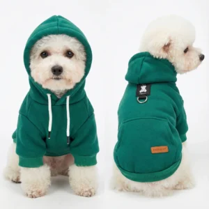Dog Hoodie with Leash Hole - Fleece Lined Pet Sweatshirt, Winter Dog Clothes for Small & Medium Breeds