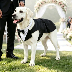 Dog Tuxedo Suit - Formal Pet Wedding Outfit with Bow Tie, Dog Clothes for Medium & Large Breeds