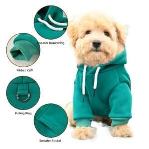 Dog Hoodie - Cotton Pet Sweatshirt with Hood, Cozy Winter Dog Clothes for Small & Medium Dogs